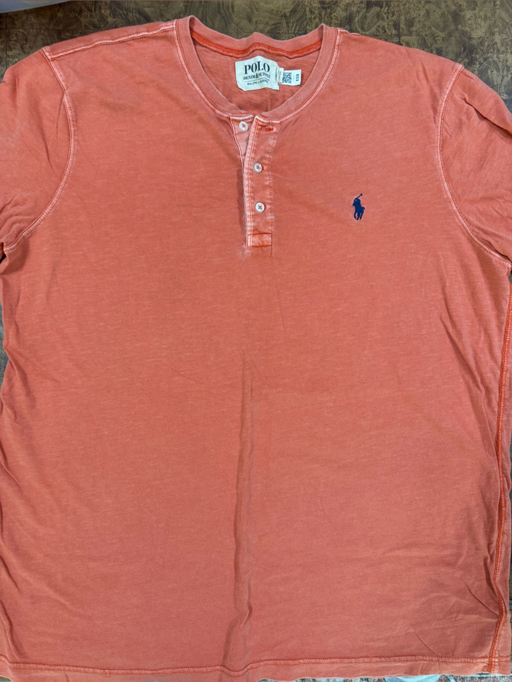 Polo Ralph Lauren Slub Jersey Henley Shirt XL Orange
